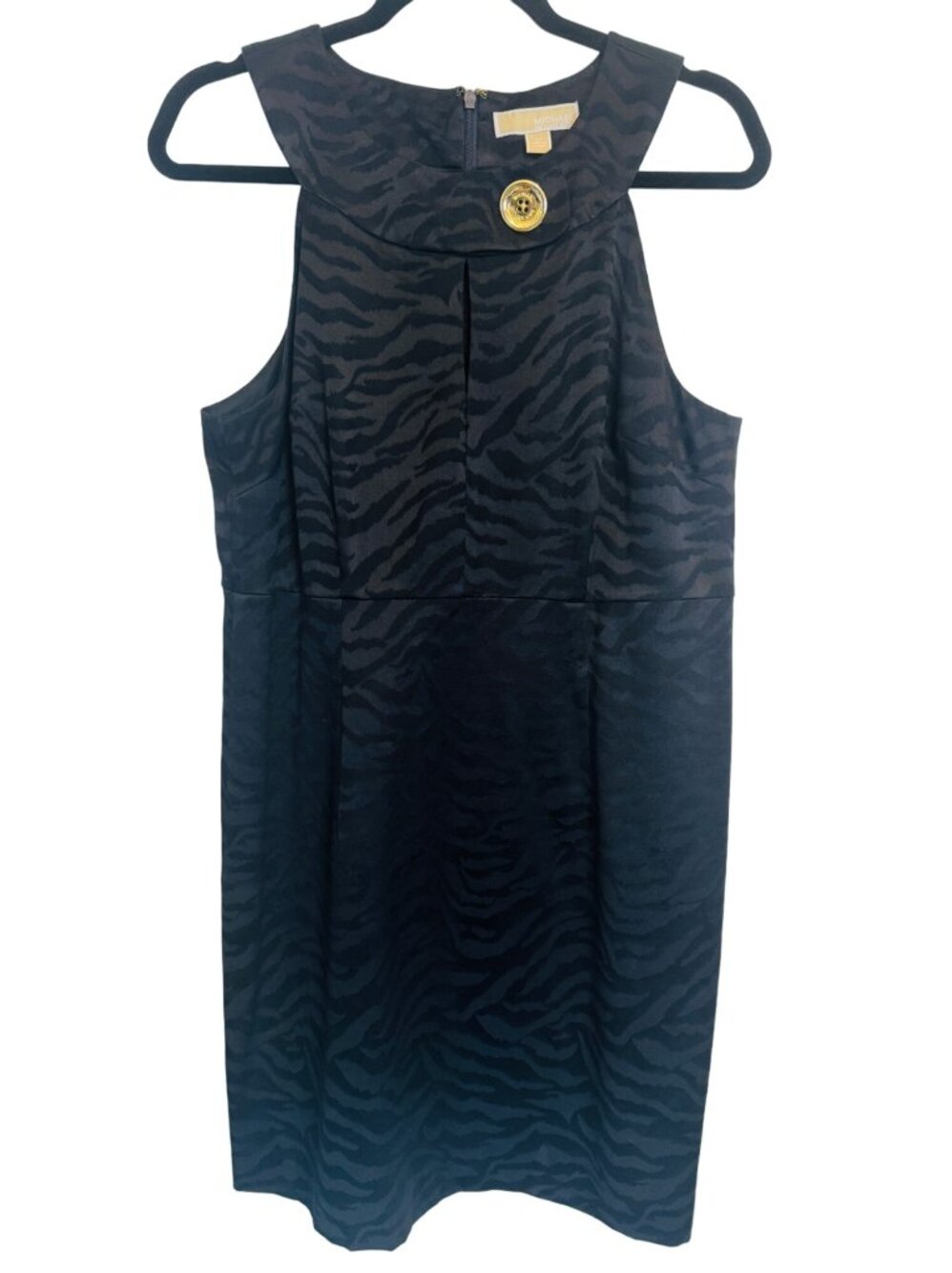 2/$30 Michael Kors 10 Black Zebra Print Sleeveless Dress Polyester Cotton Blend